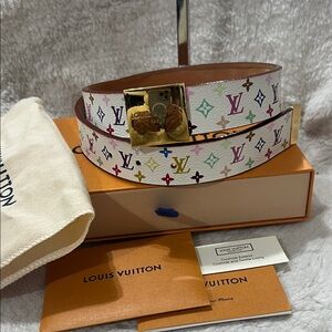 Louis Vuitton White and Multicolor Women's Belt